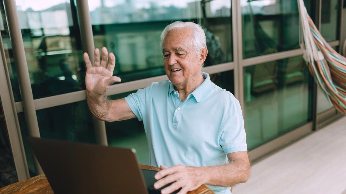 man using skype