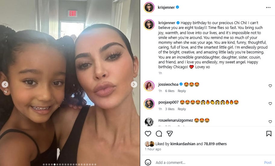 Kris Jenner dubs Chicago West her sweet angel as she turns eight